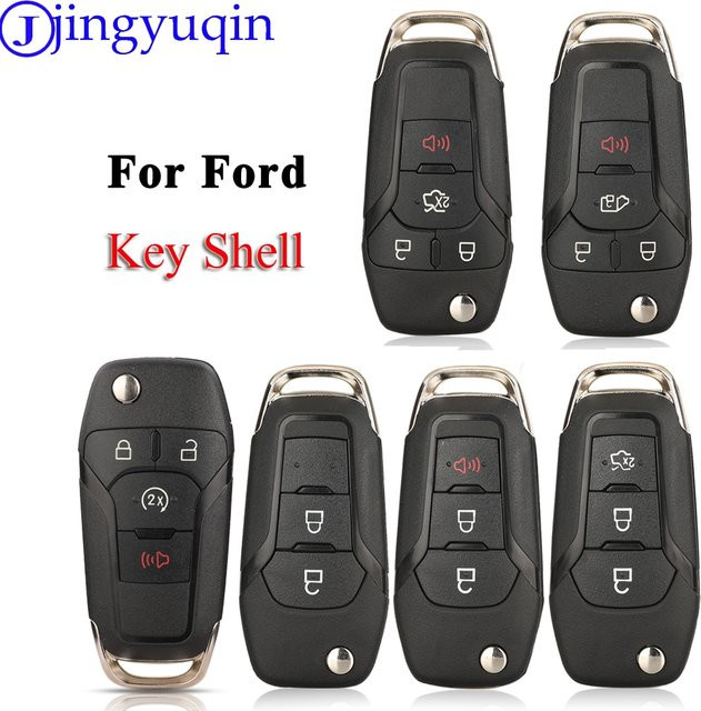 Jingyuqin Flip Folding Remote Autoschlüssel Shell Case Fob für Ford Focus Fusion mk2 mk7 Explorer Ranger Hu101 Blade, Schwarz - Bild 1