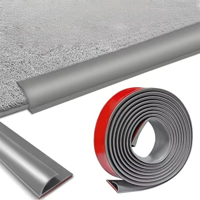 Selbstklebende PVC Teppichkantenleiste als flexibler Teppichkantenschutz und Bodenübergangsleiste in Grau, Länge: 3 m - Bild 1