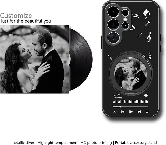 Personalisierte Handyhülle mit Metallhalterung für Samsung Galaxy Modelle in Schwarz - Bild 1