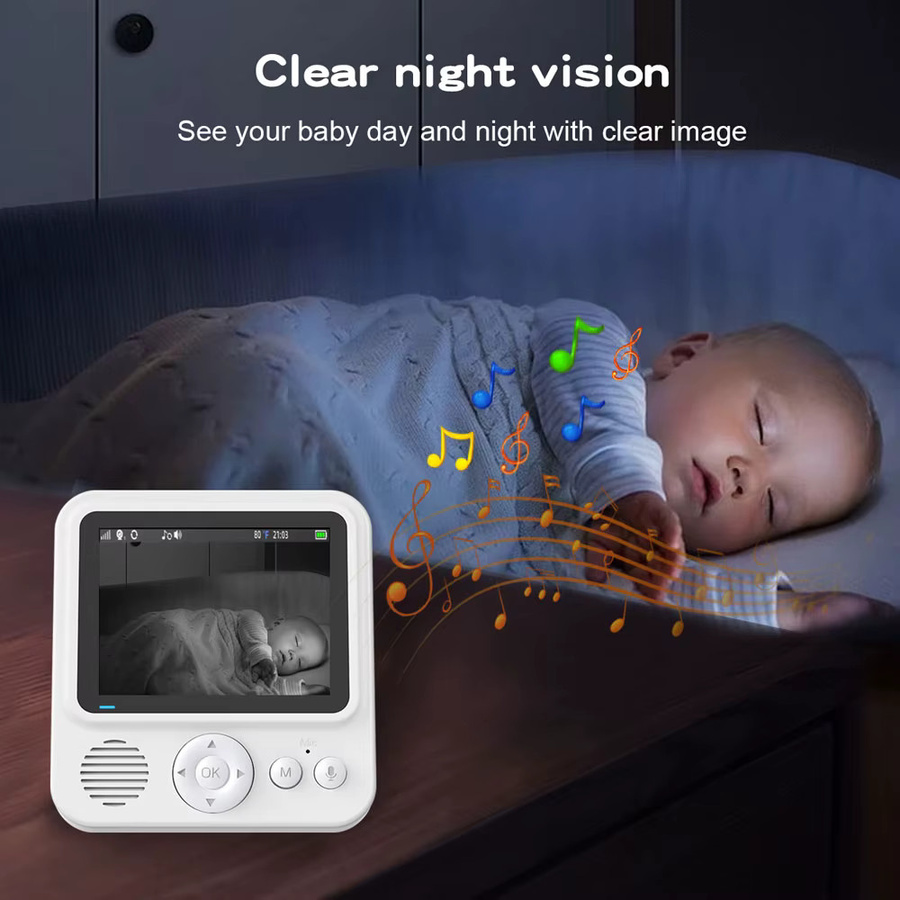 Cdycam Video-Funk-Babyphone mit 2,8-Zoll-Farbüberwachungskamera, Nachtsicht, Temperaturüberwachung und 2-Wege-Gegensprechfunktion in Weiß - Bild 3