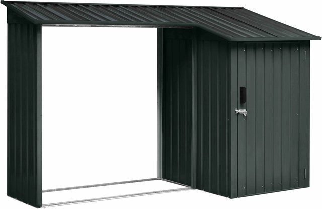 Floraworld Kaminholzregal mit Geräteraum und Schrägdach, Farbe: Anthrazit/Grau, B/H/T: 270 x 158 x 105 cm - Bild 1