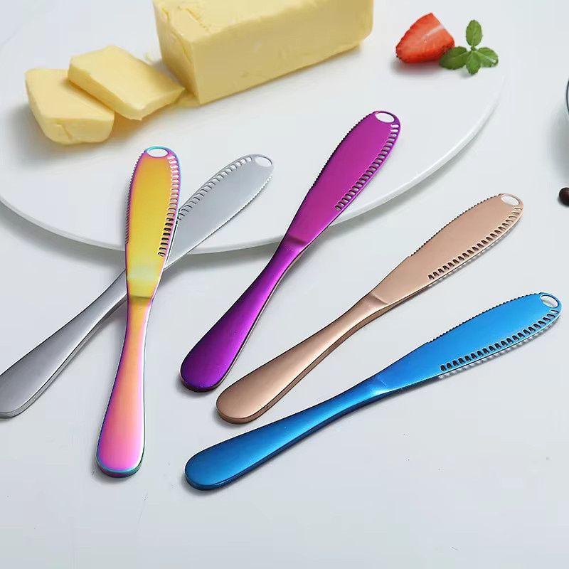 Edelstahl Buttermesser und Käseschneider mit Loch in Weiß - Bild 3