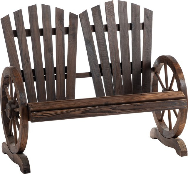 Outsunny Gartenbank aus Massivholz mit Armlehnen in Dunkelbraun, B/T/H: 108 x 66 x 95 cm - Bild 1