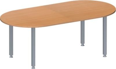 Schäfer Shop Genius Konferenztisch MODENA FLEX, oval, höhenverstellbar und erweiterbar, Buche/weißaluminium, B: 200 cm, T: 100 cm, H: 72-84 cm
