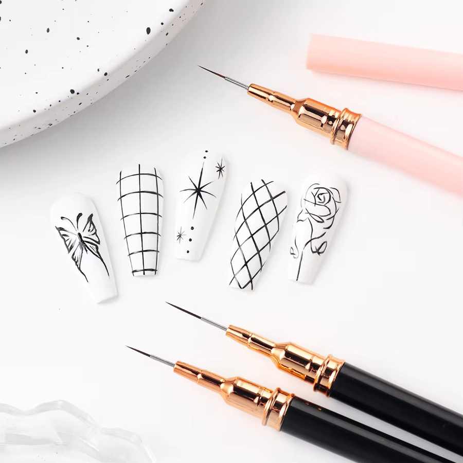 Full Beauty Nail Art Liner Pinsel Set, 5 Stück, Schwarz - Bild 2
