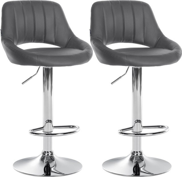 CLP Barhocker 2er Set Milet höhenverstellbar mit Lehne, gepolsterte Barstühle aus Kunstleder in Grau mit Metallgestell und Drehsitz - Bild 1