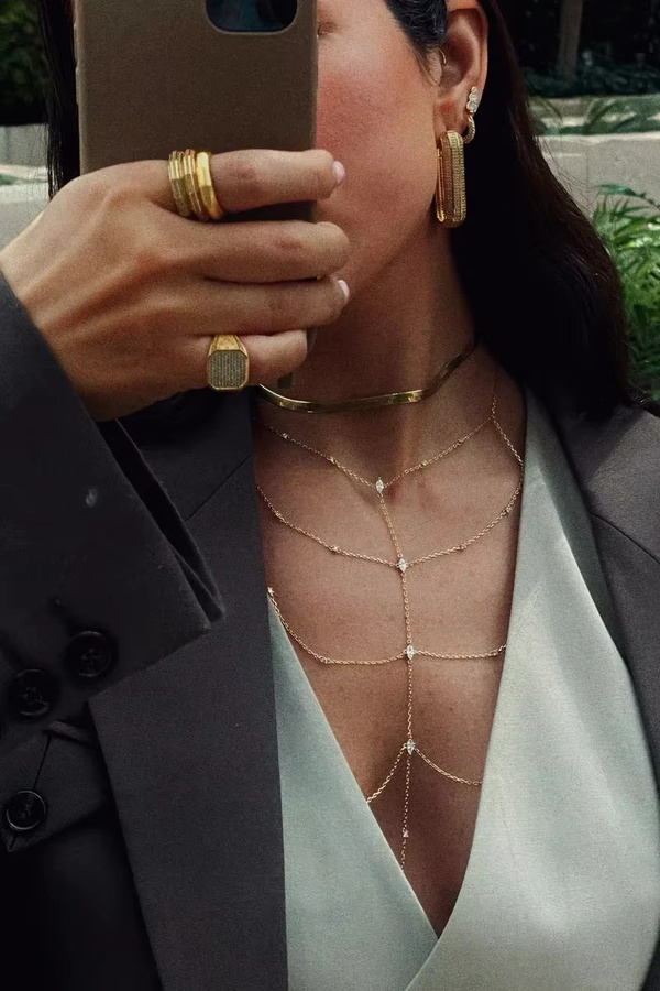 ATJMLADY Körperkette, Zirkonia, Gold, Damen - Bild 4
