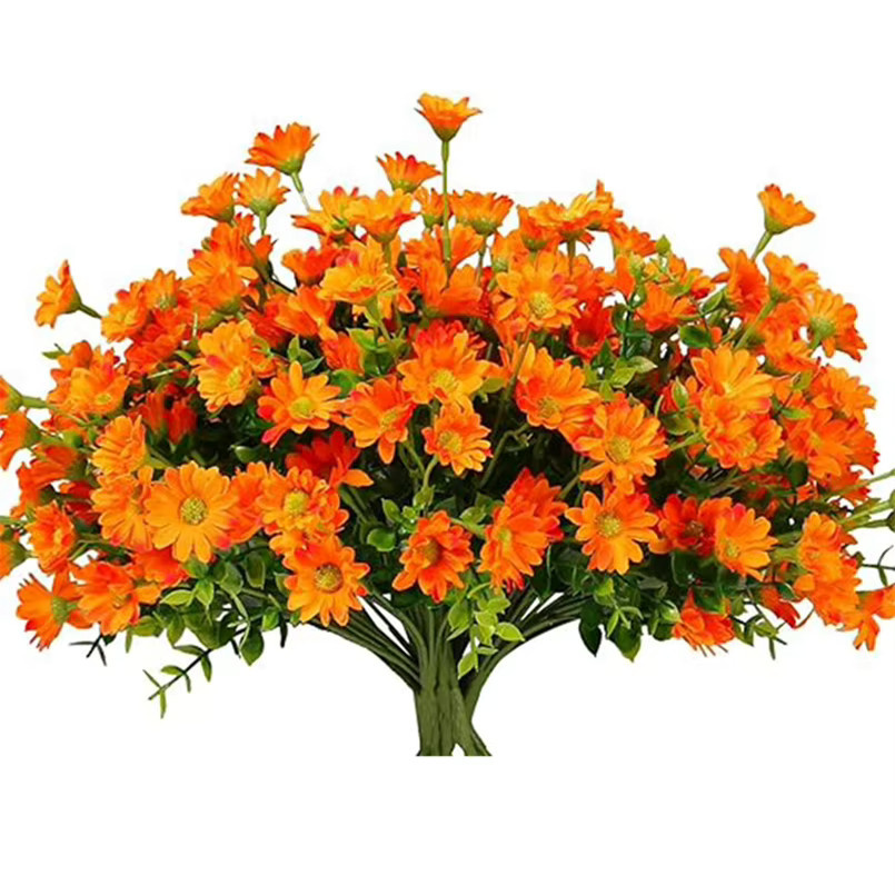 Künstlicher Gänseblümchen-Blumenstrauß aus Seide in Rosenrot mit 21 Köpfen für Herbst- und Hochzeitsdekoration - Bild 2