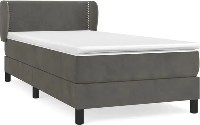 vidaXL Boxspringbett mit Matratze in Dunkelgrau, Hybridbett mit Taschenfederkern aus Samt, B/T: 90 x 200 cm - Bild 1