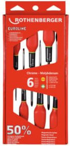 Rothenberger Schraubendreher-Set EUROLINE in Rot mit 2x PZ und 4x Schlitz
