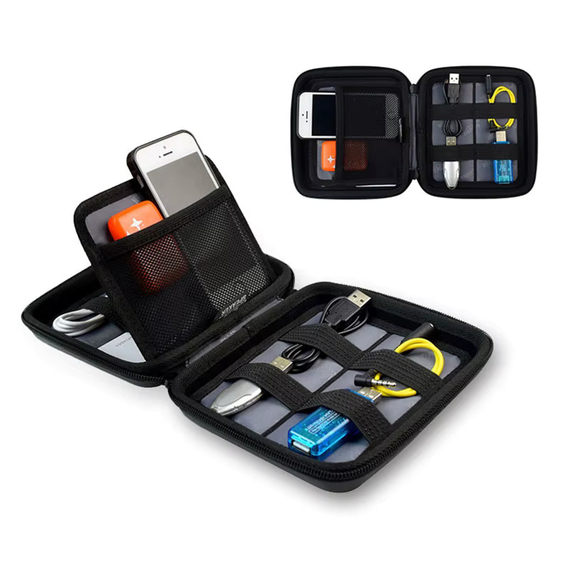 Otmagelu Elektronische digitale Produkt Aufbewahrungstasche in Schwarz für Home und Travel mit Zip-Lock und EVA-Schutzhülle für Datenkabel und Ladegeräte - Bild 2