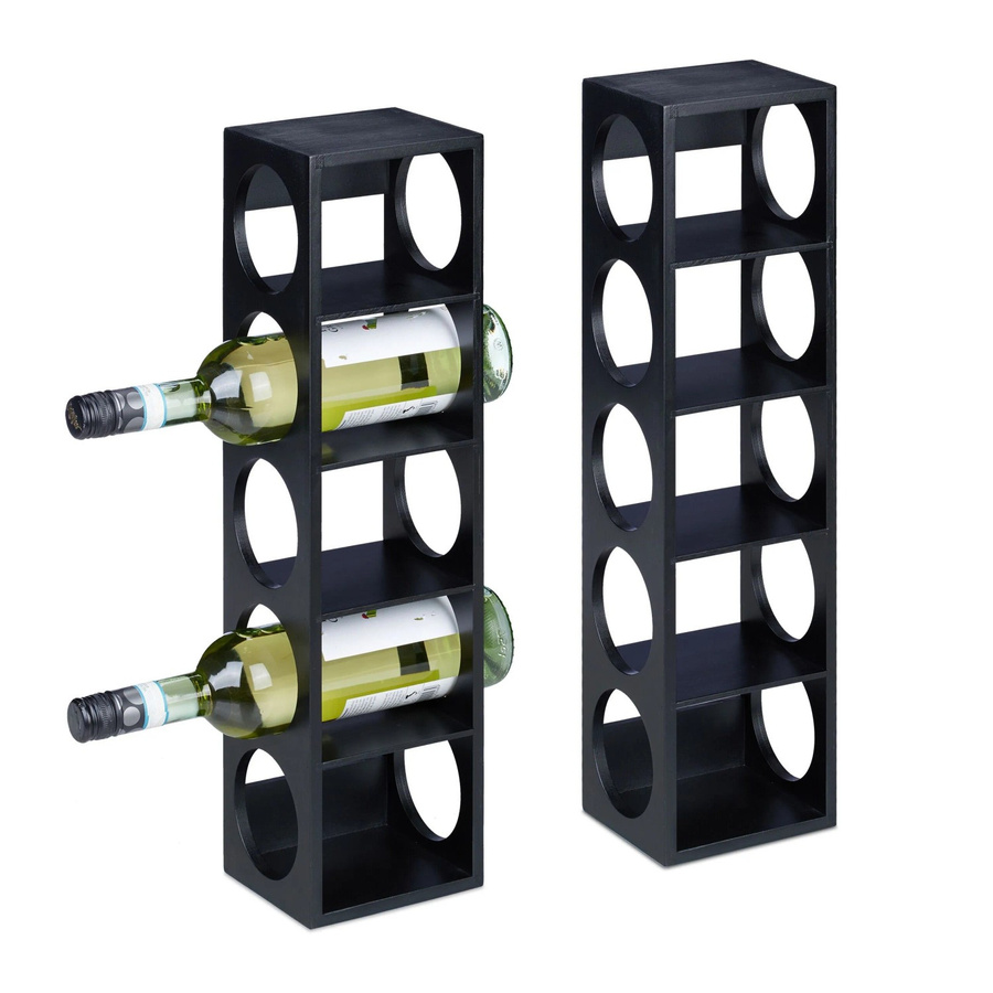 Relaxdays Weinregal aus Bambus in Schwarz, 2er Set, B/T/H: 53 x 14 x 12 cm - Bild 2