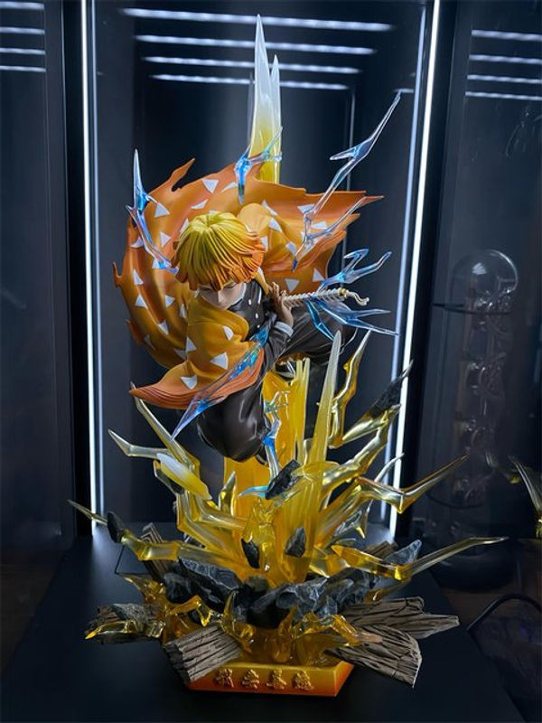 Bandai Agatsuma Zenitsu Anime Figur aus Kunstharz, leuchtende Doppelkopf-Statue in Gelb, Höhe: 30 cm - Bild 1