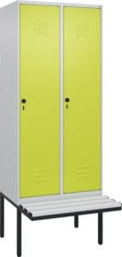 C+P Spind Classic PLUS Spind mit Bank, 2 Abteile, Lichtgrau, B/T/H: 212 x 80 x 81,5 cm - Bild 1