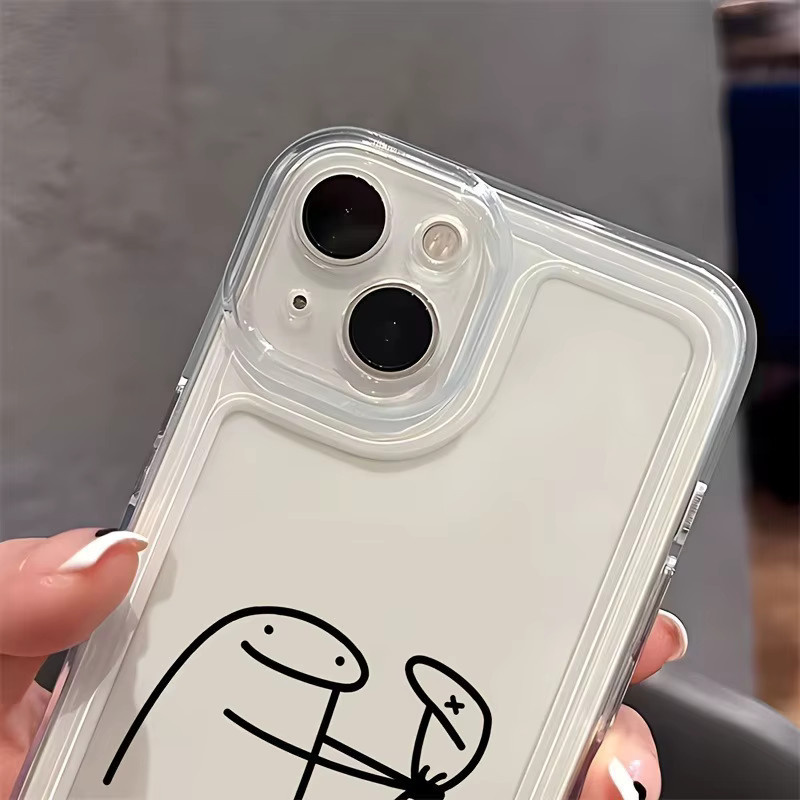 Transparente TPU-Handyhülle mit Cartoon-Line-Art-Muster für iPhone 11 bis iPhone 17 Pro Max Serie - Bild 3