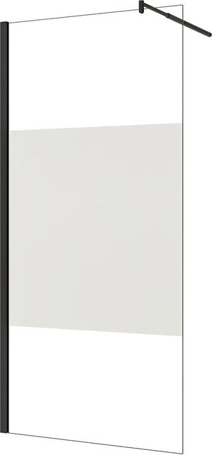 AICA Walk-in Duschwand aus Nano ESG-Glas mit Milchglasstreifen und schwarzem Rahmen, B: 100 cm, H: 200 cm - Bild 1