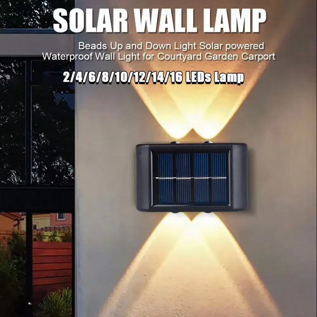 NEWBIRTH Solar-LED-Wandleuchte für den Außenbereich, wasserfeste LED-Zaunbeleuchtung für Garten, Hof und Veranda - Bild 1