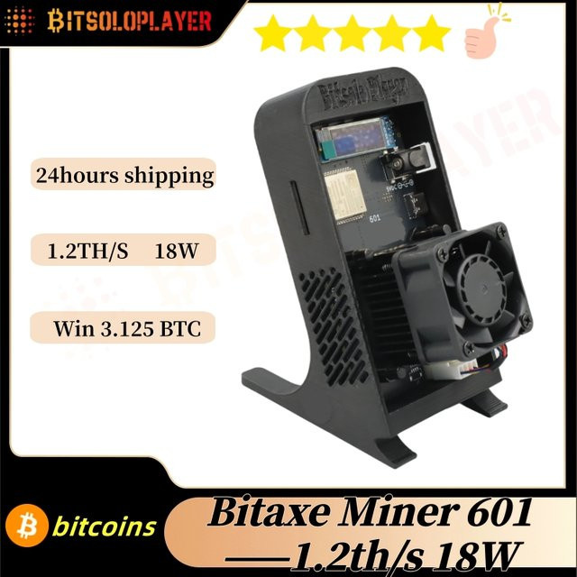 BitaxeMiner Gamma 601 Bitcoin ASIC Miner BM1370 BTC Lottery Miner Schwarz mit Netzteil - Bild 1