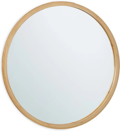 Relaxdays Wandspiegel rund aus Bambus und Glas in Natur, Durchmesser: 61 cm, Tiefe: 2 cm