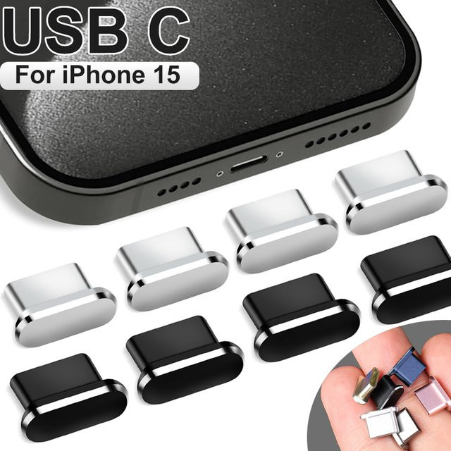USB C Anti Staub Stecker Typ-C Metall Staubschutz Kappe für iPhone 17/16 Pro/16 Plus/17 Pro Max in Schwarz - Bild 1