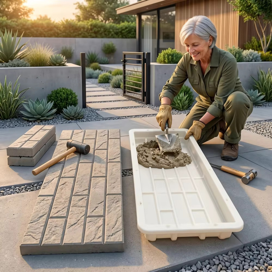 Rechteckige Betonform aus weißem Kunststoff für DIY Gartenpflasterung und rutschfeste Gehwege - Bild 5