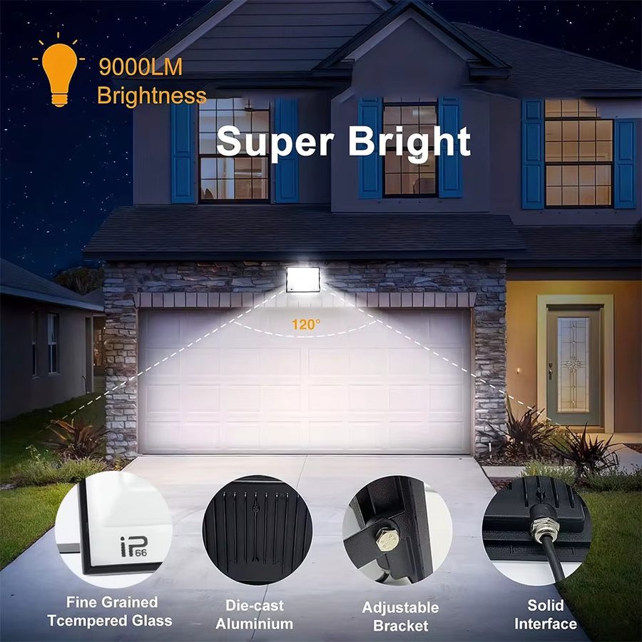 Wasserdichter LED Flutlicht Scheinwerfer IP66 für Garten und Außenbereich in Schwarz - Bild 2