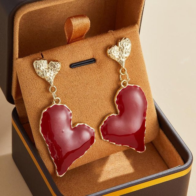 Lucky Star Jewelry Ohrringe, rote Liebesanhänger, Zirkon, Damen - Bild 1