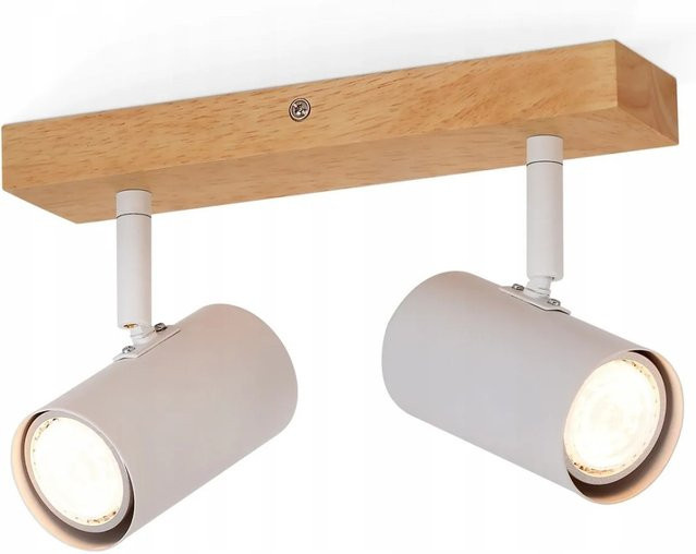 NETTLIFE Deckenstrahler 2-flammig aus Holz und Metall in Weiß, moderne Deckenleuchte mit schwenkbaren GU10 Spots - Bild 1