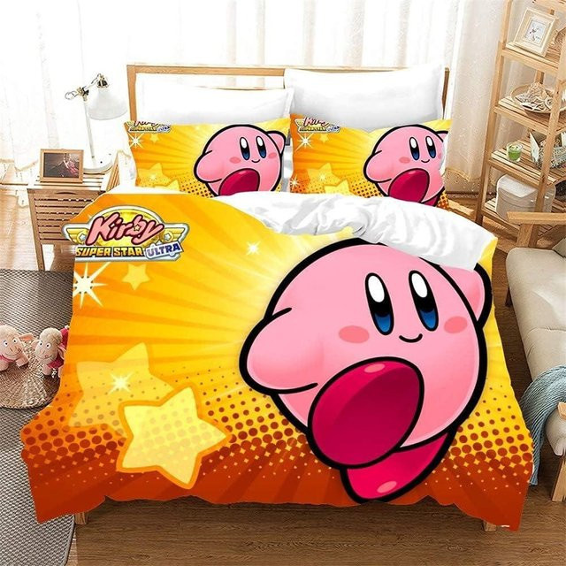 Bettwäsche-Set Kirby Star Allies mit 3D-Digitaldruck, Bettbezug und Kissenbezug aus Mikrofaser, Mehrfarbig, Breite: 100 cm, Länge: 135 cm - Bild 1