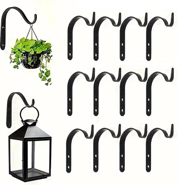3 oder 6 Stück J-Form Wandhaken aus Metall für Blumentöpfe und Gartenkörbe zur Wandbefestigung - Bild 1