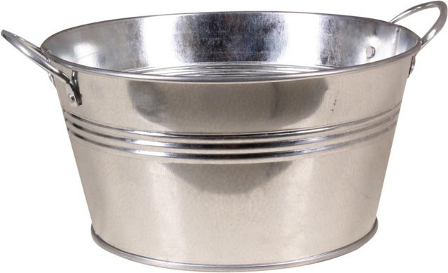 Runde Zink-Wanne mit zwei Henkeln in Silber, B/T/H: 19,5 x 19,5 x 10,3 cm - Bild 1