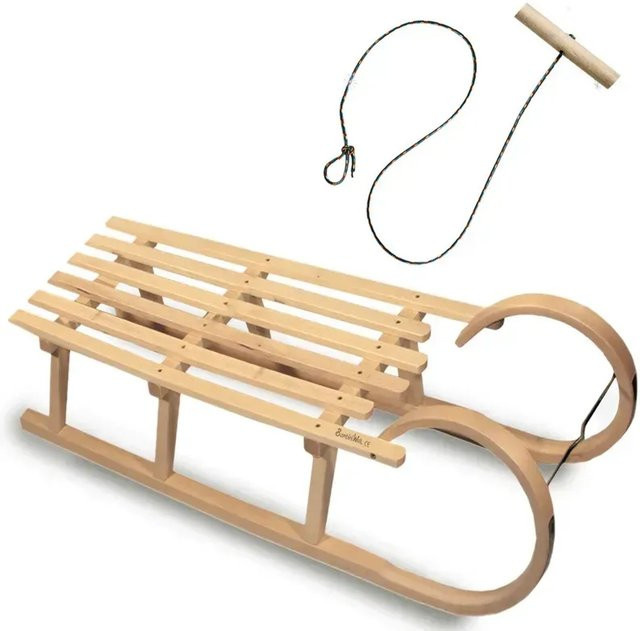 Bambiniwelt Hörnerrodel, Holzschlitten aus Buchenholz, 120cm - Bild 1