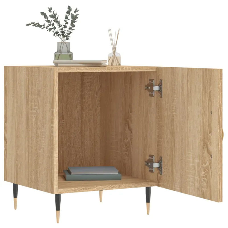 Vidaxl Nachttische im 2er-Set aus Holzwerkstoff und Metall in Sonoma-Eiche, B/T/H: 40 x 40 x 50 cm - Bild 5