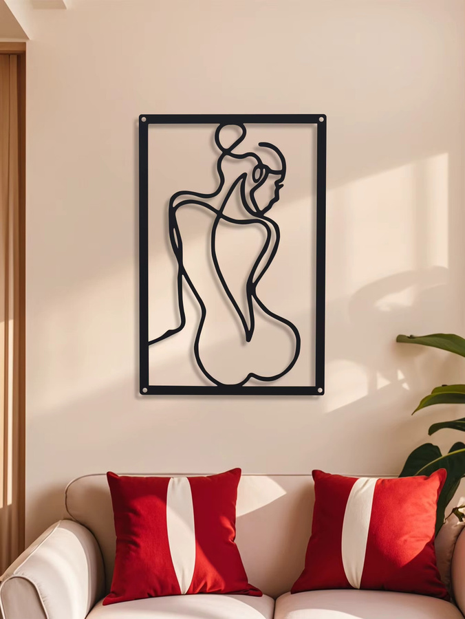 DDPNKL Wanddekoration aus Eisenmetall mit abstrakter Frauenfigur in Schwarz und minimalistischem Design - Bild 2