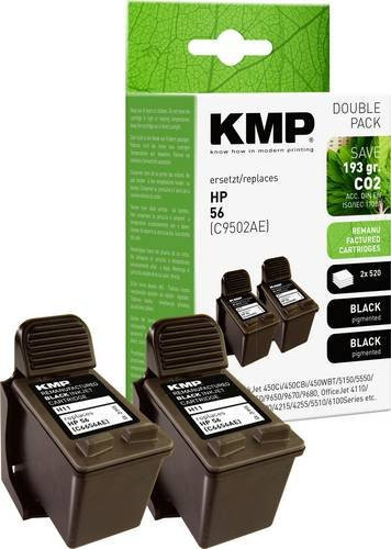 KMP Druckerpatrone Schwarz kompatibel mit HP 56 C6656AE 2er-Pack für Inkjet-Drucker - Bild 1