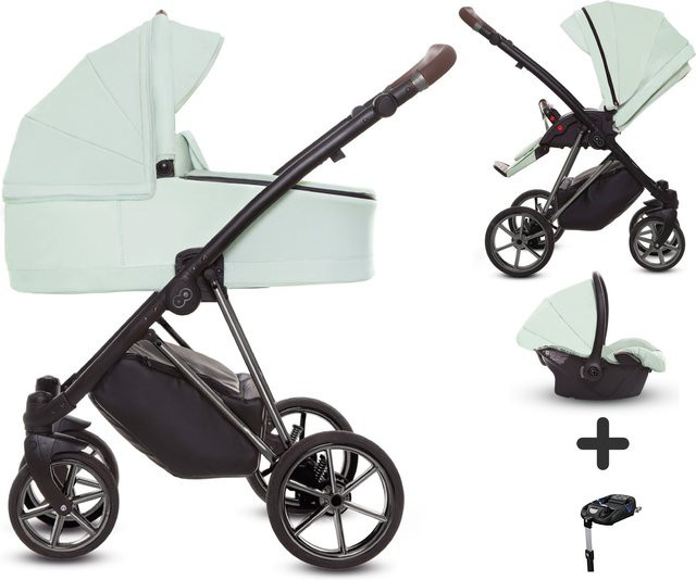 TPFLiving 4in1 Kinderwagen Ultra Stoff in Mint mit silbernem Gestell - Bild 1