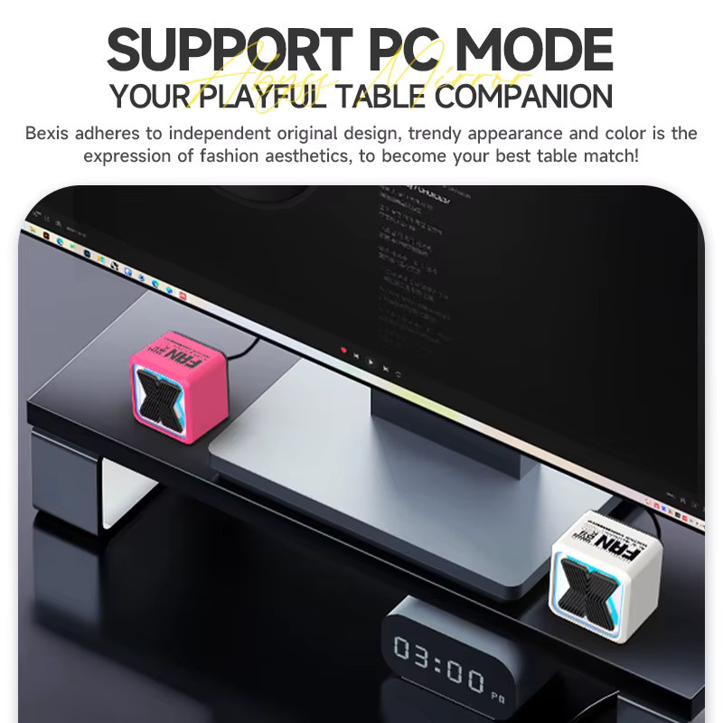Basix Mini-Bluetooth-Lautsprecher Tragbarer Kabelloser Stereo-Surround-Sound in Pink - Bild 5