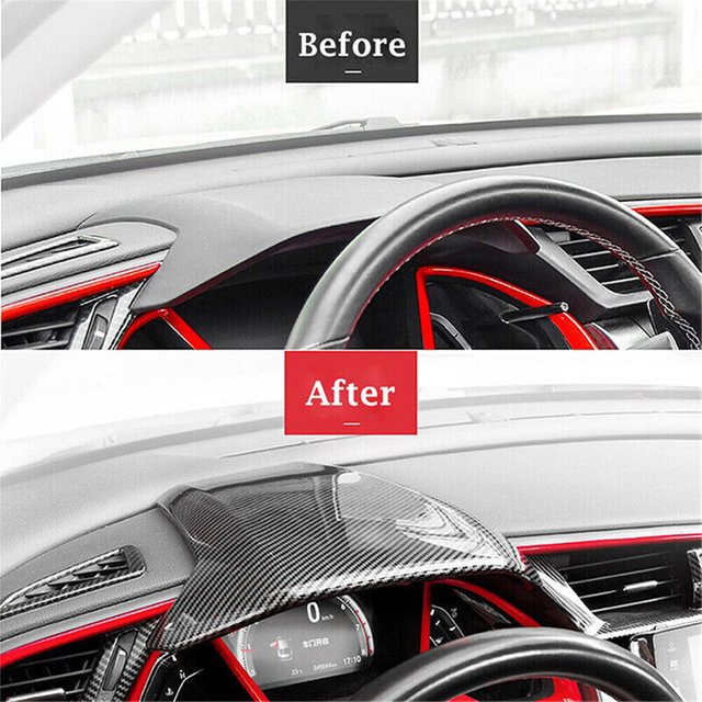 NIGHTKIST Kohlefaser Armaturenbrett Abdeckung für Honda Civic 10. Generation 2010-2021, Mittelkonsole Panel Verkleidung, Schwarz - Bild 1
