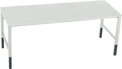 Schäfer Shop Pure Arbeitstisch AST31 mit Melaminplatte, manuell höhenverstellbar, 4-Fuß, lichtgrau, B: 200 cm, T: 80 cm, H: 80-103 cm - Bild 1