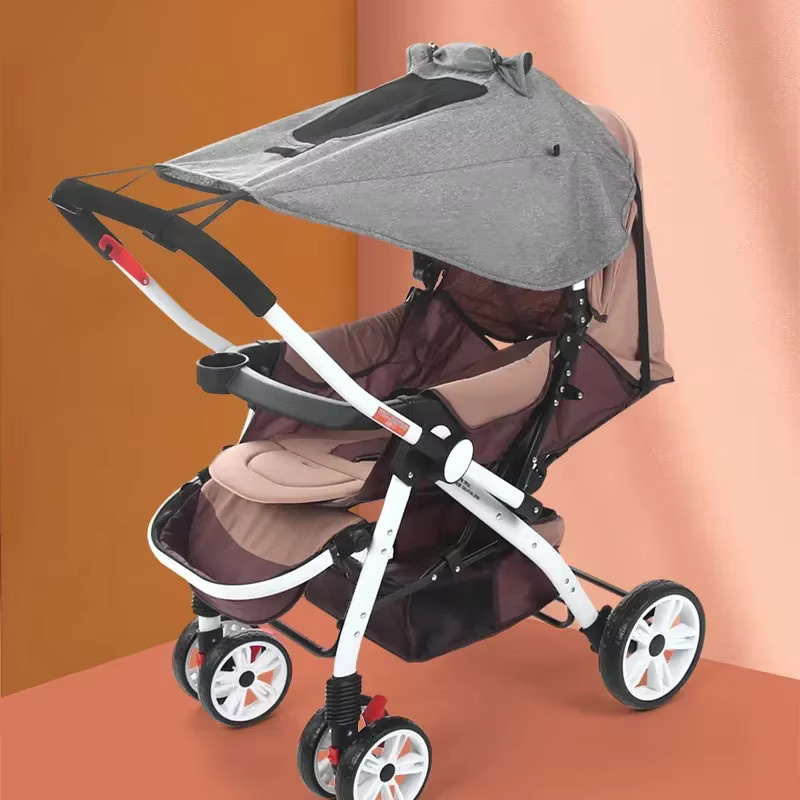 Universal Baby Kinderwagen Sonnenschutz Baldachin mit UV-Schutz in Grau - Bild 2