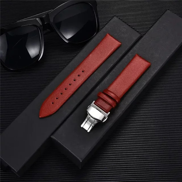 luffyte Uhrenarmband Leder, 18/20/22 mm, Schmetterlingsverschluss, Unisex - Bild 1