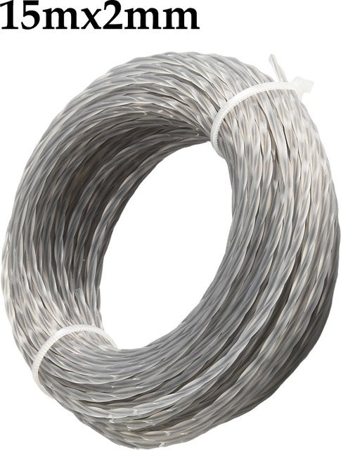 Vibratite Rasentrimmerfaden aus Nylon, 15m Schnurtrimmerspule für Rasenmäher zum Mähen von Wildpflanzen, Sträuchern und Unkraut, Durchmesser: 2,4mm/2,7mm/3,0mm/3,5mm/4,0mm - Bild 1