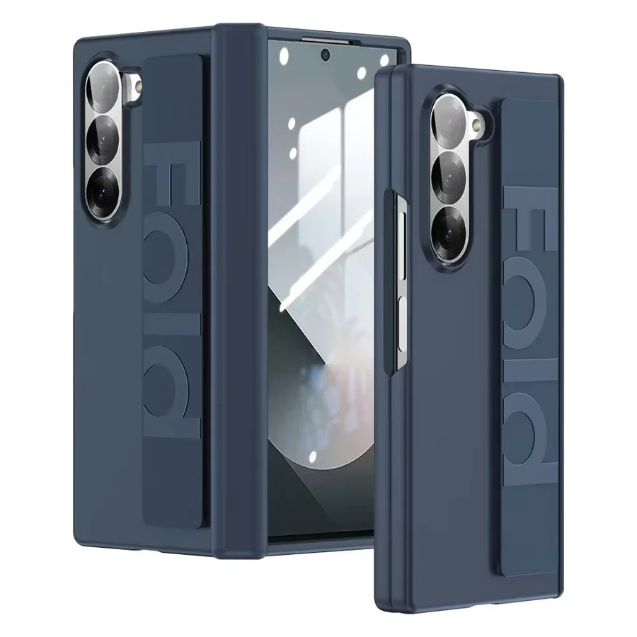 Stoßfeste Fashion-Handyhülle mit Scharnier und elastischem Armband für Samsung Galaxy Z Fold 7 6 5 4 3 5G in Schwarz - Bild 2