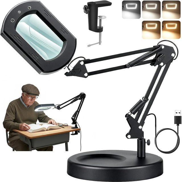 SHTZZCA Standlupe, 30x, mit LED-Beleuchtung, Schwarz - Bild 1