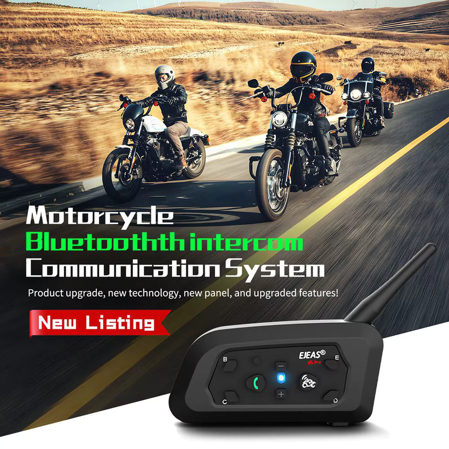 EJEAS V6 PRO+ Bluetooth Intercom-System für Motorradhelme in Schwarz mit 800 Meter Reichweite und IP67 Wasserdichtigkeit - Bild 2