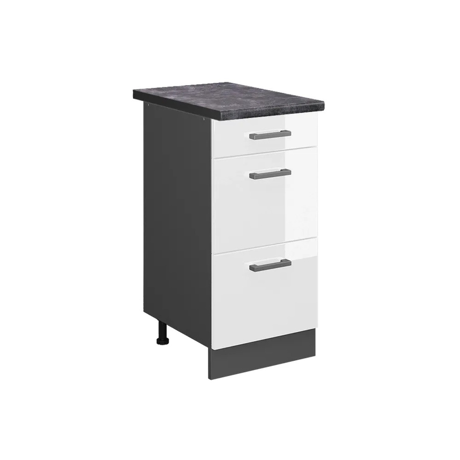 Vicco Küchenunterschrank R-Line in Weiß Hochglanz und Anthrazit mit Schubladen, B/T/H: 40 x 60 x 81,6 cm - Bild 2
