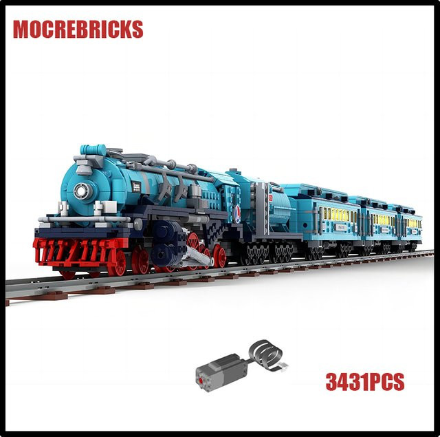 MOCREBRICKS Blue Comet Dampflokomotiv-Modell, Bausteine, Blau - Bild 1