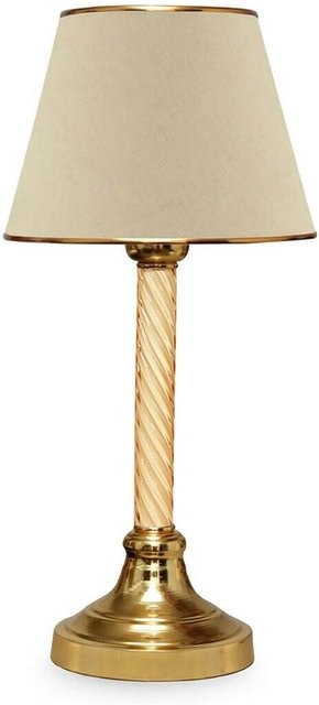 Opviq Tischleuchte in Beige und Gold mit Stoffschirm, E27, B/T/H: 22 x 22 x 45 cm - Bild 1