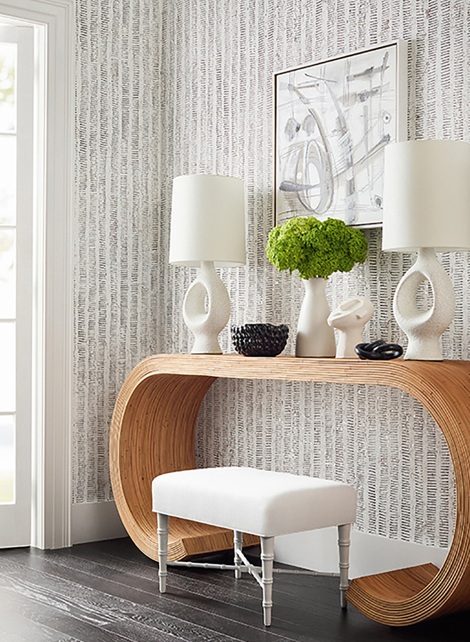 Thibaut Tapete Cork Forest in Schwarz Weiß Grau mit Naturmotiv - Bild 1