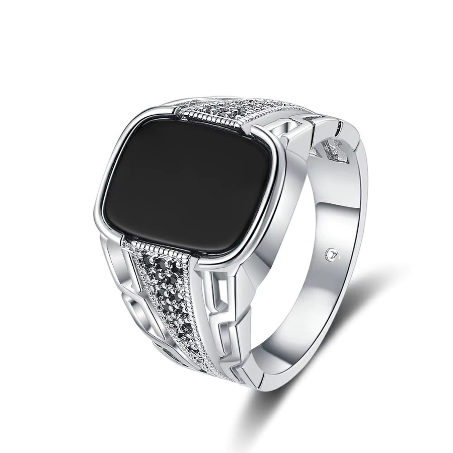 NASIA Ring, Silber, Schwarzer Achat, Damen - Bild 3